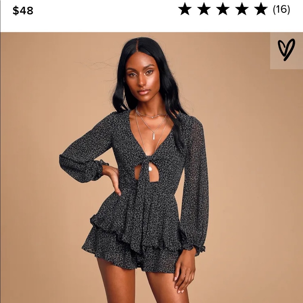 Cammy Black White Print Tie-Front Skort Romper